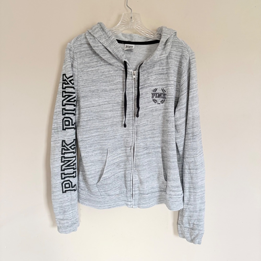 PINK Victoria's Secret Flamingo Miami Beach Sequin Full Zip Hoodie Large Y2K - Picture 4 of 12